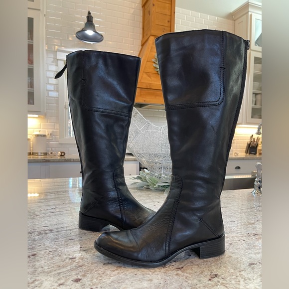 Franco Sarto Shoes - Wide calf/shaft FRANCO SARTO Cristo Black Leather Tall Riding Boots SZ 7.5